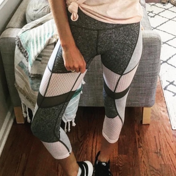 Zella Pink & Gray Cropped Leggings - Picture 1 of 8